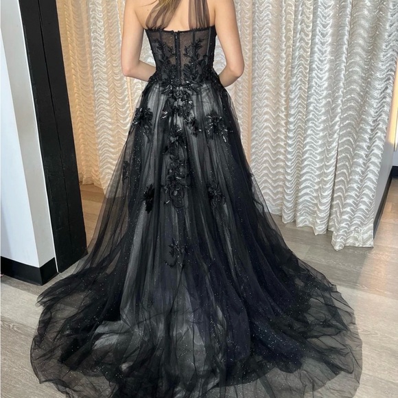 Black Floral Prom Dress - Picture 2 of 7